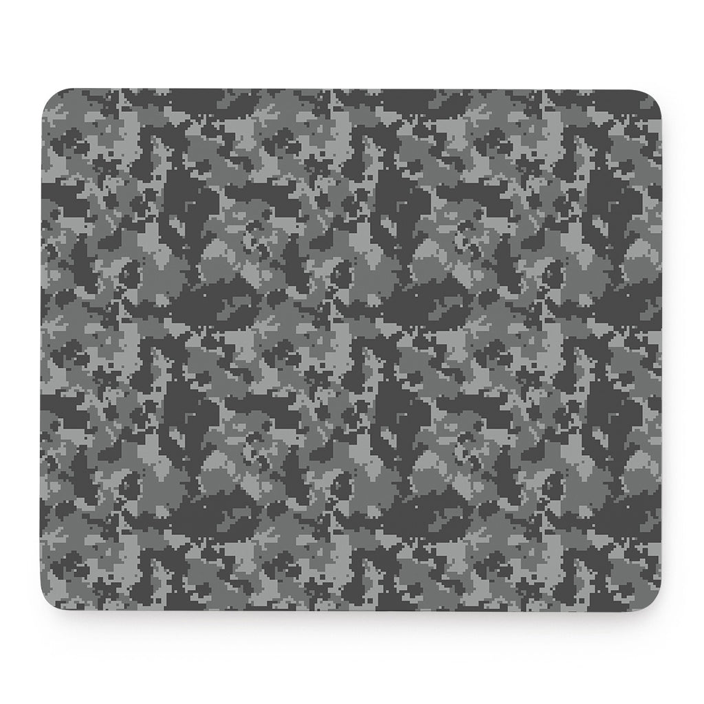 Grey Digital Camo Pattern Print Mouse Pad