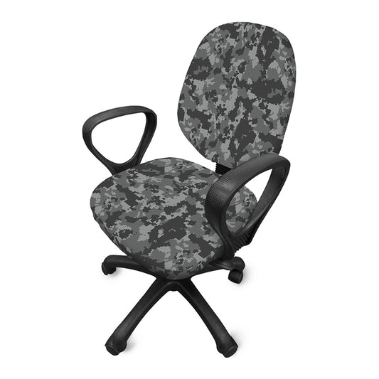 Grey Digital Camo Pattern Print Office Chair Cover