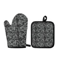 Grey Digital Camo Pattern Print Oven Mitt And Pot Holder Set