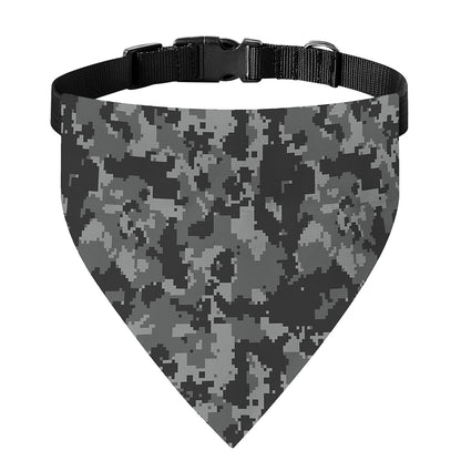 Grey Digital Camo Pattern Print Over The Collar Dog Bandana