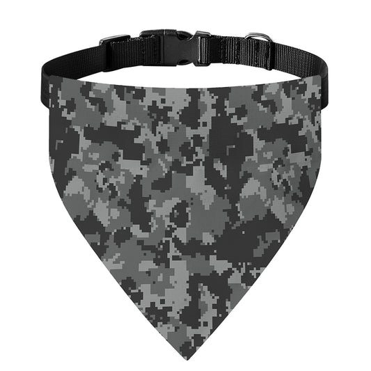 Grey Digital Camo Pattern Print Over The Collar Dog Bandana