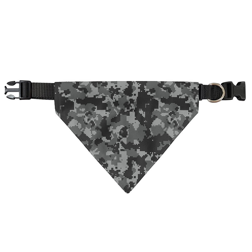 Grey Digital Camo Pattern Print Over The Collar Dog Bandana