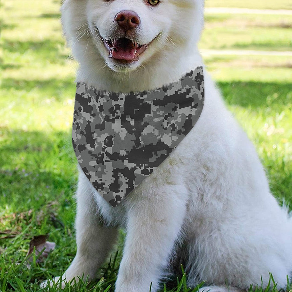Grey Digital Camo Pattern Print Over The Collar Dog Bandana
