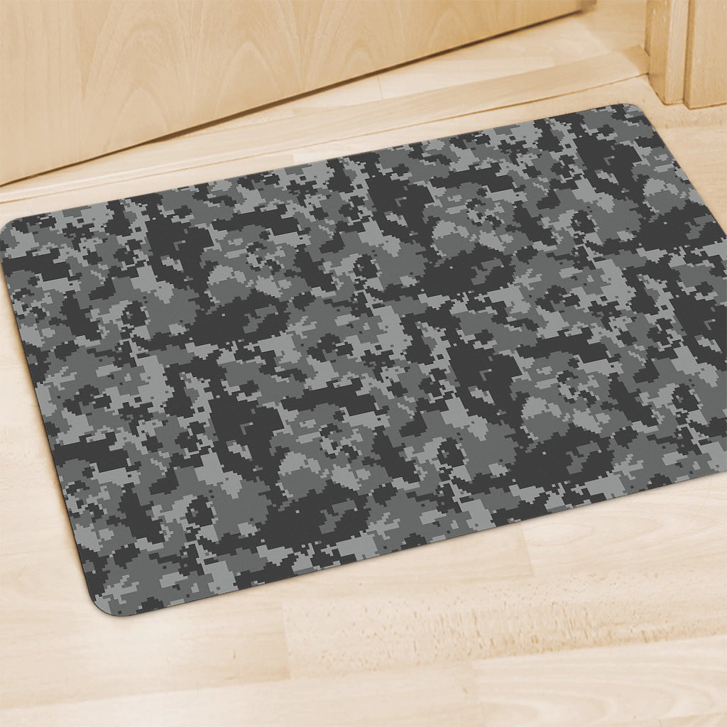 Grey Digital Camo Pattern Print Polyester Doormat