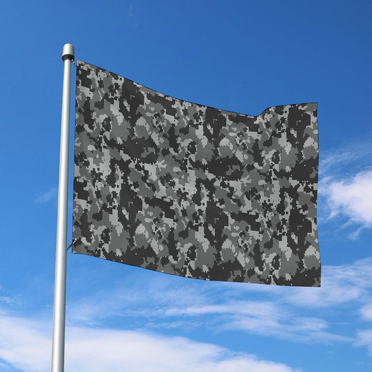 Grey Digital Camo Pattern Print Polyester Flag