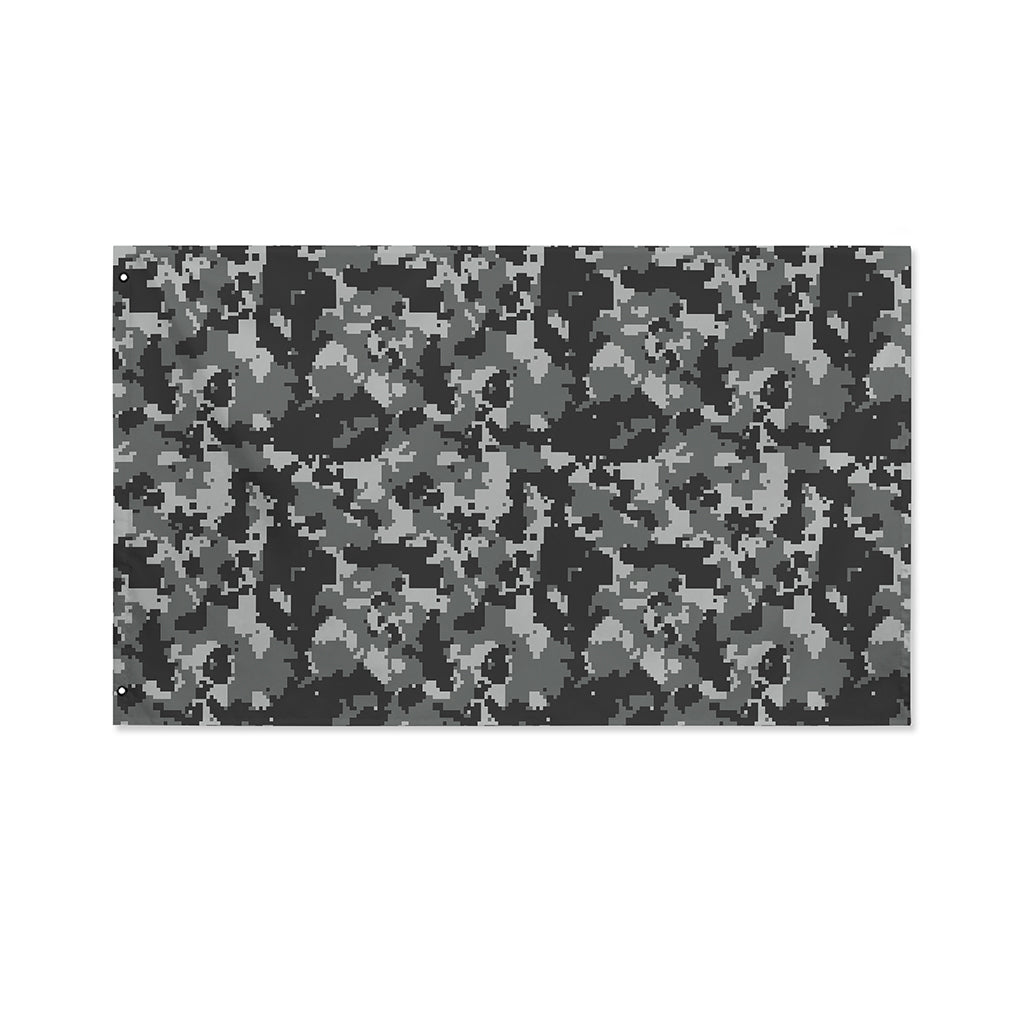 Grey Digital Camo Pattern Print Polyester Flag