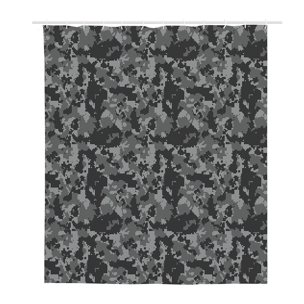 Grey Digital Camo Pattern Print Polyester Shower Curtain