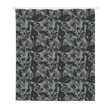Grey Digital Camo Pattern Print Polyester Shower Curtain