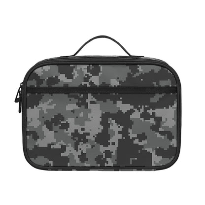 Grey Digital Camo Pattern Print Portable Lunch Bag