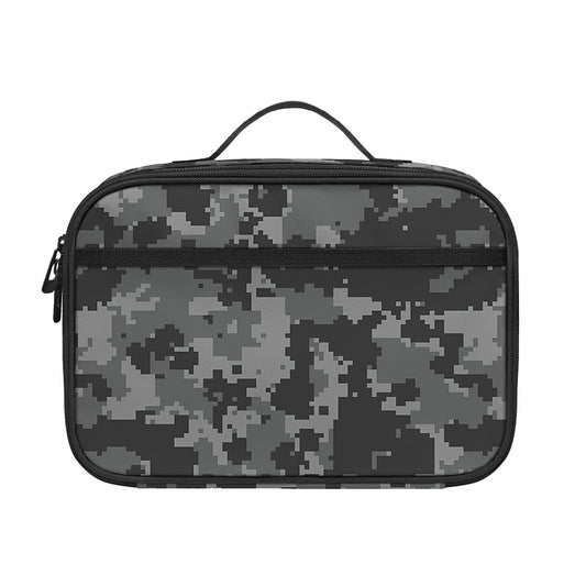 Grey Digital Camo Pattern Print Portable Lunch Bag
