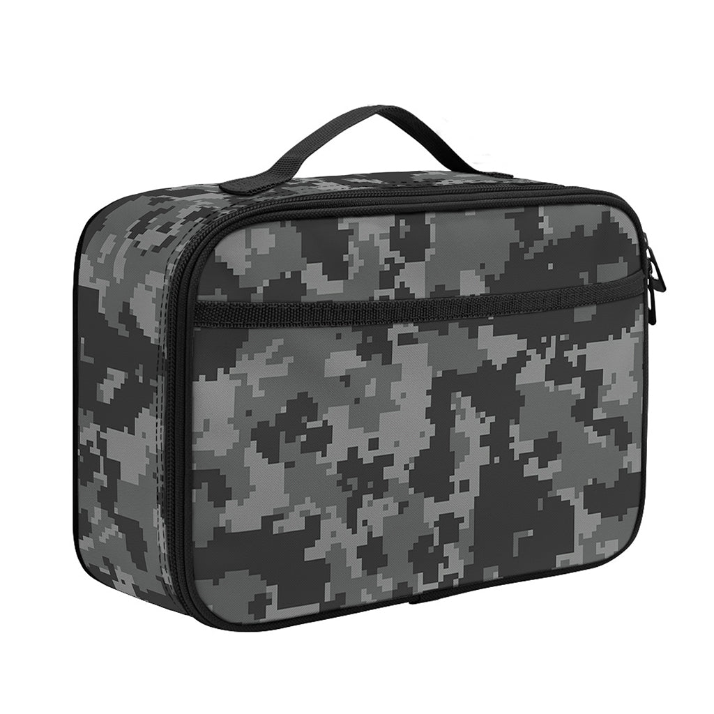 Grey Digital Camo Pattern Print Portable Lunch Bag