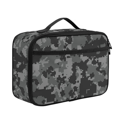 Grey Digital Camo Pattern Print Portable Lunch Bag