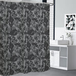 Grey Digital Camo Pattern Print Premium Shower Curtain