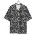 Grey Digital Camo Pattern Print Rayon Hawaiian Shirt