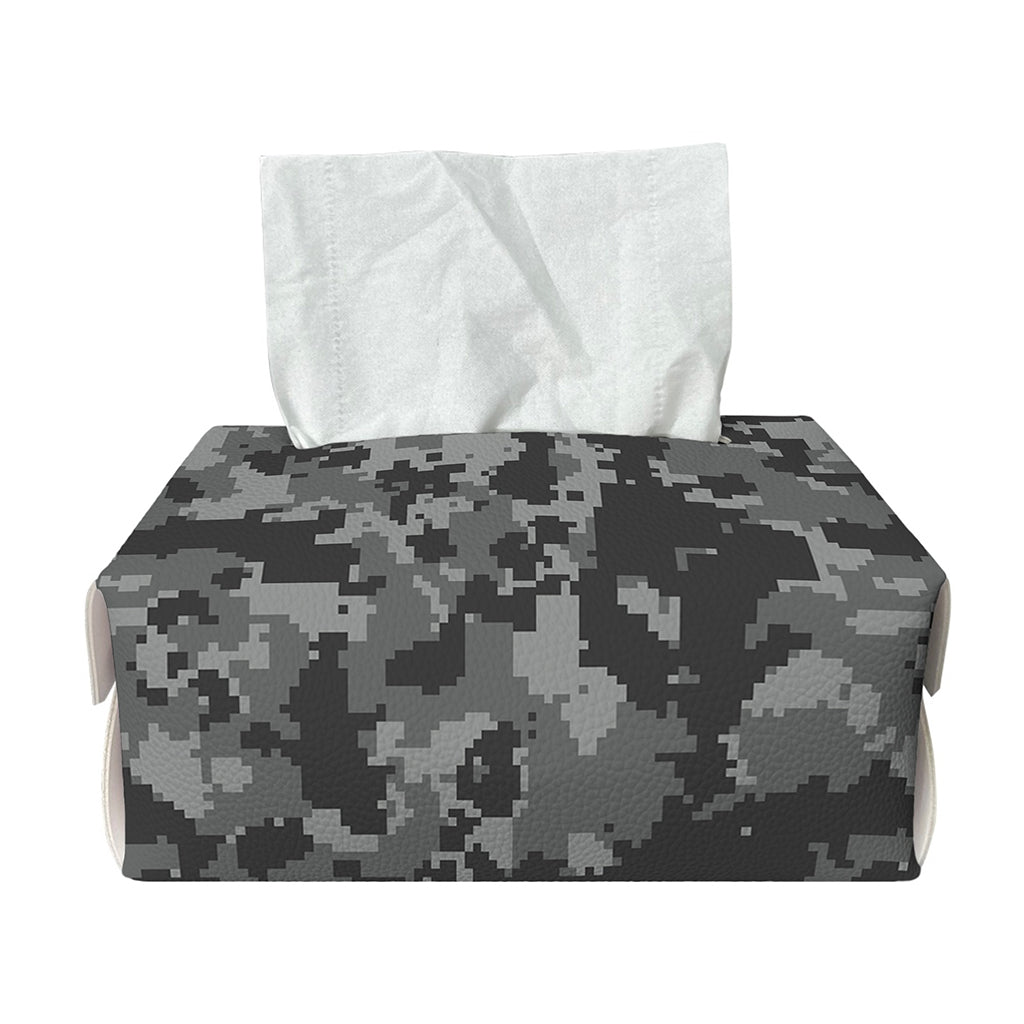 Grey Digital Camo Pattern Print Rectangle Tissue Box Cover