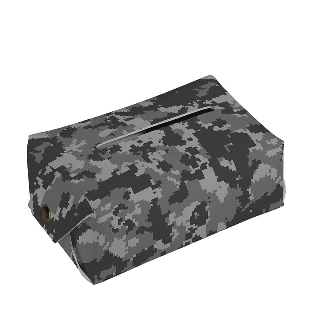 Grey Digital Camo Pattern Print Rectangle Tissue Box Cover