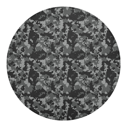 Grey Digital Camo Pattern Print Round Blanket