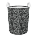 Grey Digital Camo Pattern Print Round Laundry Basket