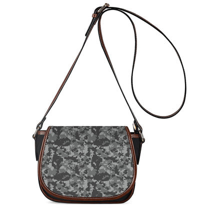 Grey Digital Camo Pattern Print Saddle Bag