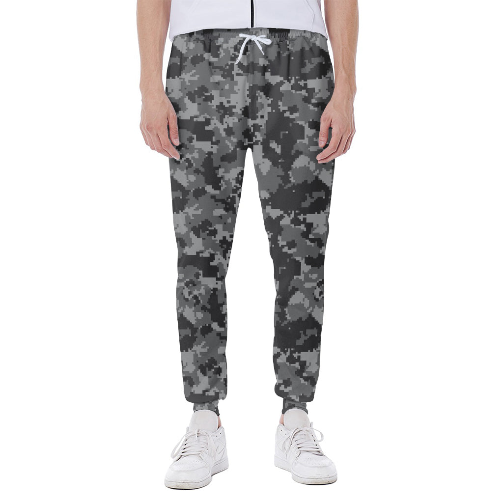 Grey Digital Camo Pattern Print Scuba Joggers
