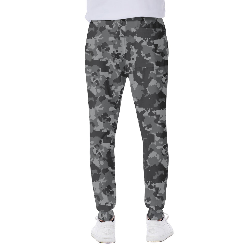 Grey Digital Camo Pattern Print Scuba Joggers