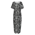 Grey Digital Camo Pattern Print Short Sleeve Long Nightdress