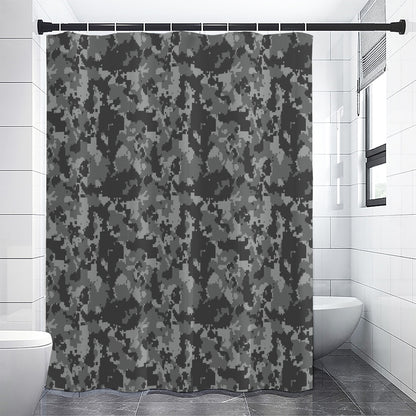 Grey Digital Camo Pattern Print Shower Curtain