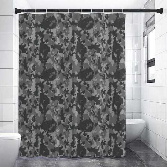 Grey Digital Camo Pattern Print Shower Curtain