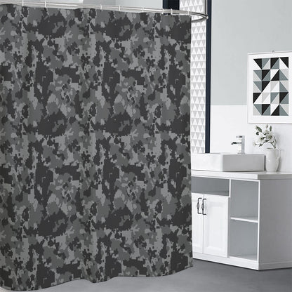 Grey Digital Camo Pattern Print Shower Curtain