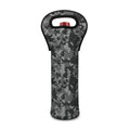 Grey Digital Camo Pattern Print Single Neoprene Wine Tote