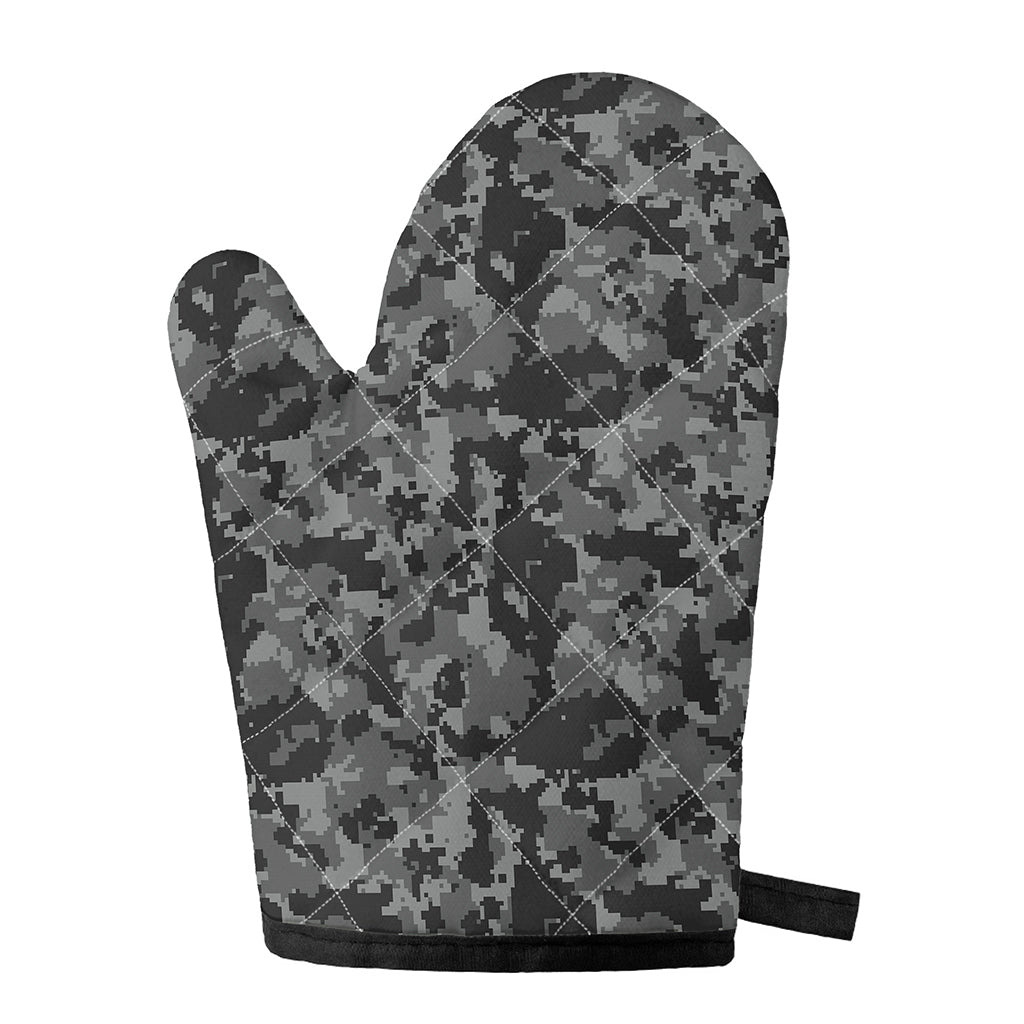 Grey Digital Camo Pattern Print Single Oven Mitt