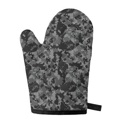 Grey Digital Camo Pattern Print Single Oven Mitt