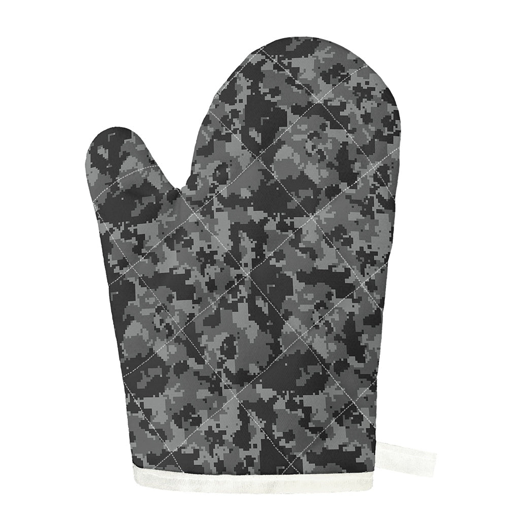 Grey Digital Camo Pattern Print Single Oven Mitt
