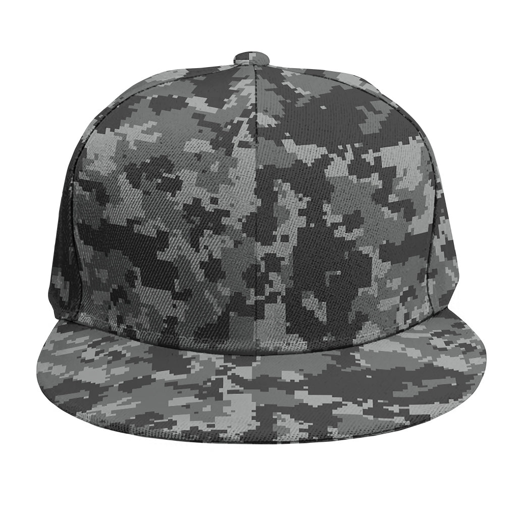 Grey Digital Camo Pattern Print Snapback Cap