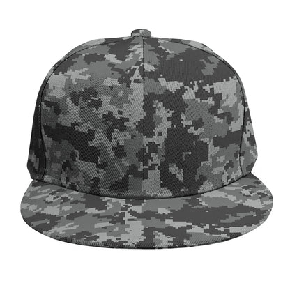 Grey Digital Camo Pattern Print Snapback Cap
