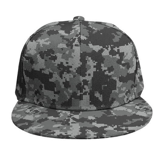 Grey Digital Camo Pattern Print Snapback Cap