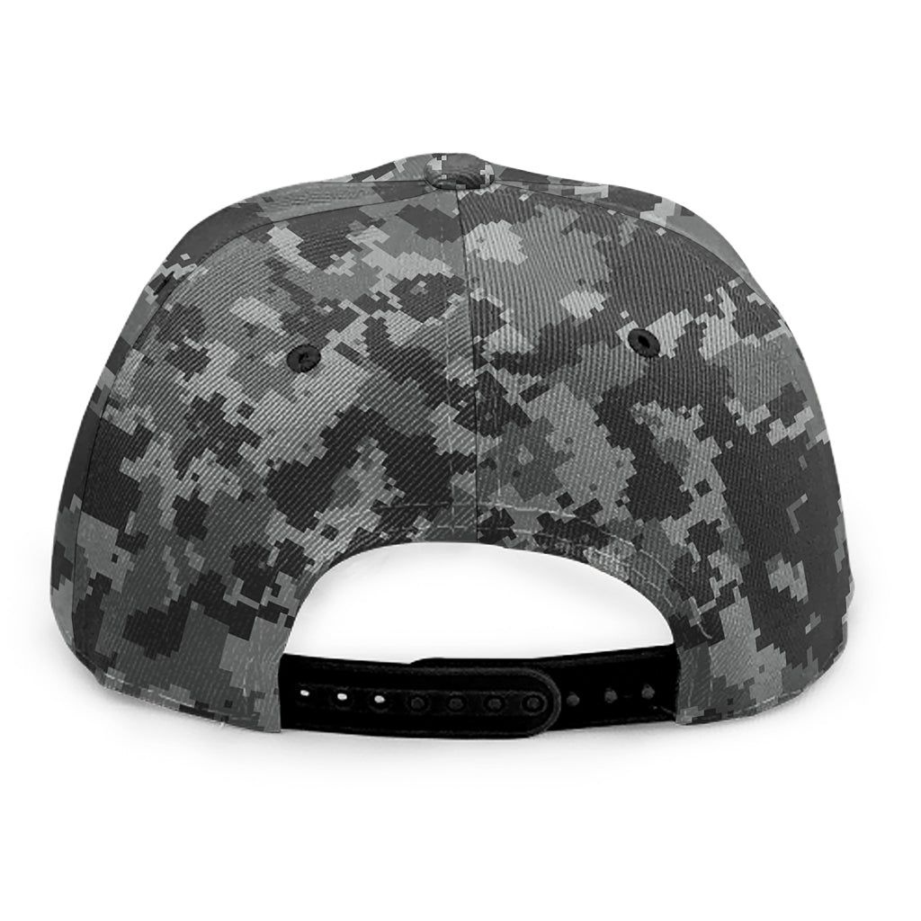 Grey Digital Camo Pattern Print Snapback Cap