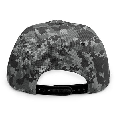 Grey Digital Camo Pattern Print Snapback Cap