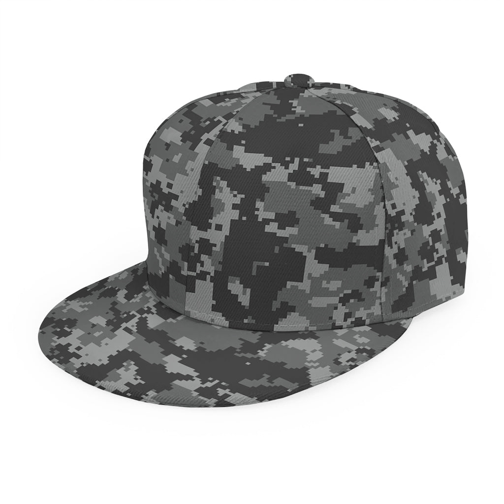 Grey Digital Camo Pattern Print Snapback Cap