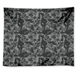 Grey Digital Camo Pattern Print Tapestry