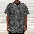 Grey Digital Camo Pattern Print Textured Short Sleeve Shirt
