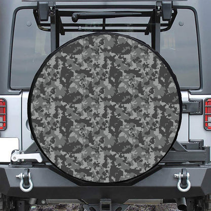 Grey Digital Camo Pattern Print Tire Cover