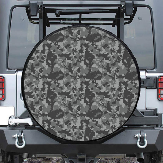 Grey Digital Camo Pattern Print Tire Cover