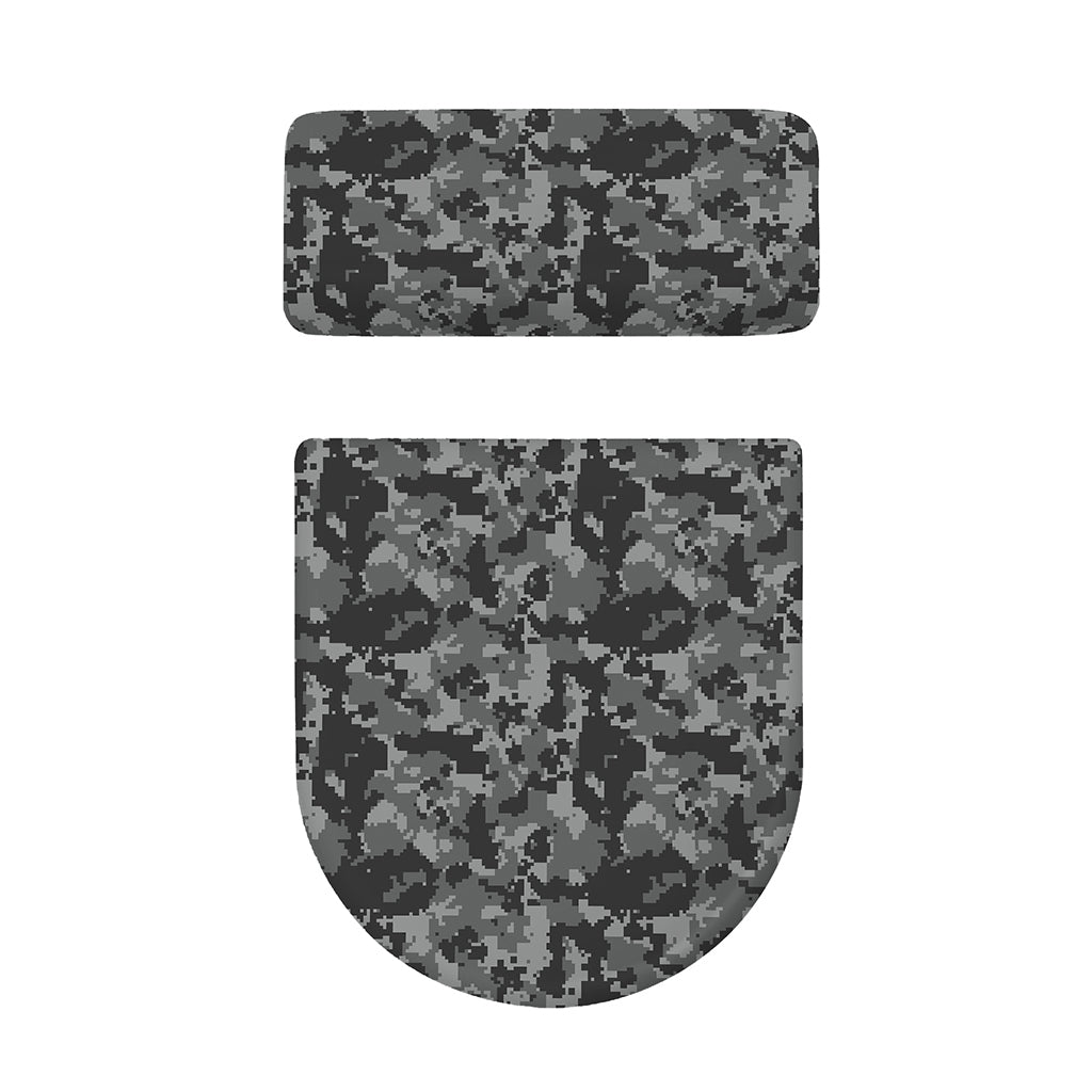 Grey Digital Camo Pattern Print Toilet Lid And Tank Cover Set