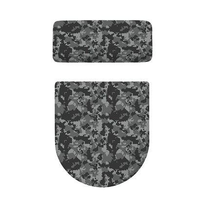 Grey Digital Camo Pattern Print Toilet Lid And Tank Cover Set
