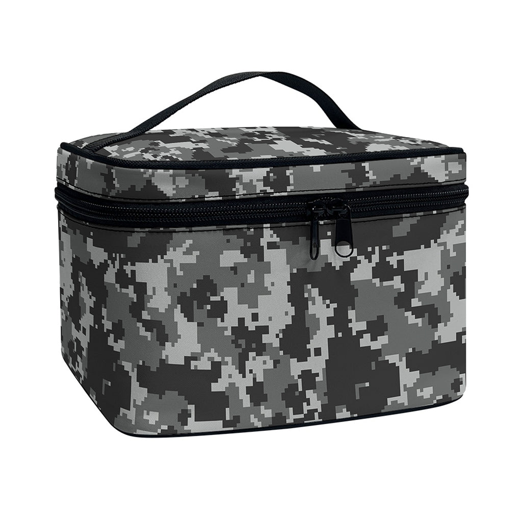 Grey Digital Camo Pattern Print Travel Makeup Bag