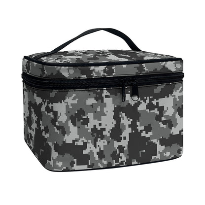 Grey Digital Camo Pattern Print Travel Makeup Bag