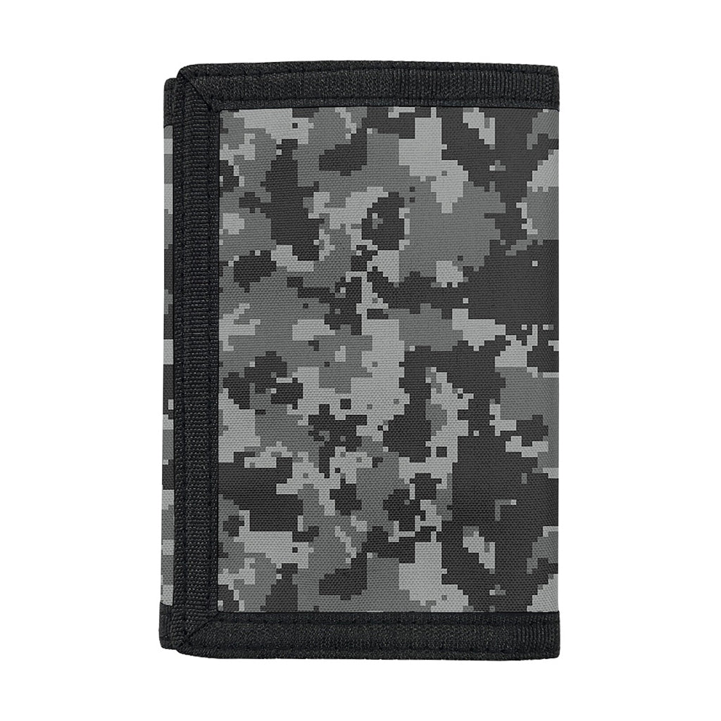 Grey Digital Camo Pattern Print Trifold Wallet