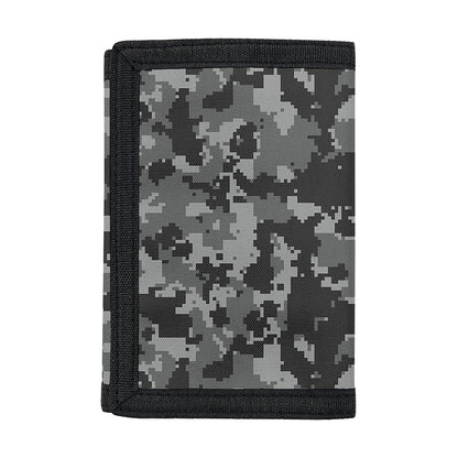 Grey Digital Camo Pattern Print Trifold Wallet
