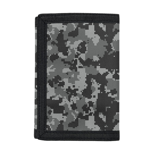 Grey Digital Camo Pattern Print Trifold Wallet
